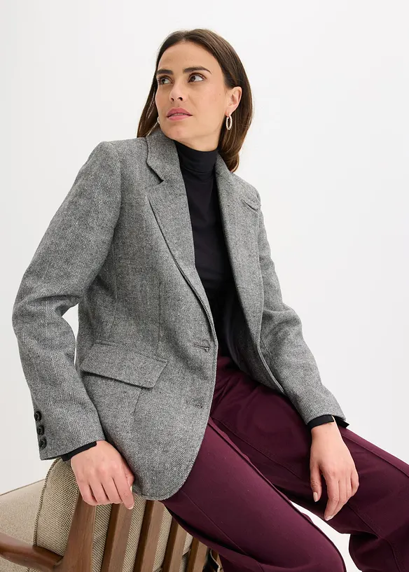 Blazer met visgraatpatroon en wol, bonprix