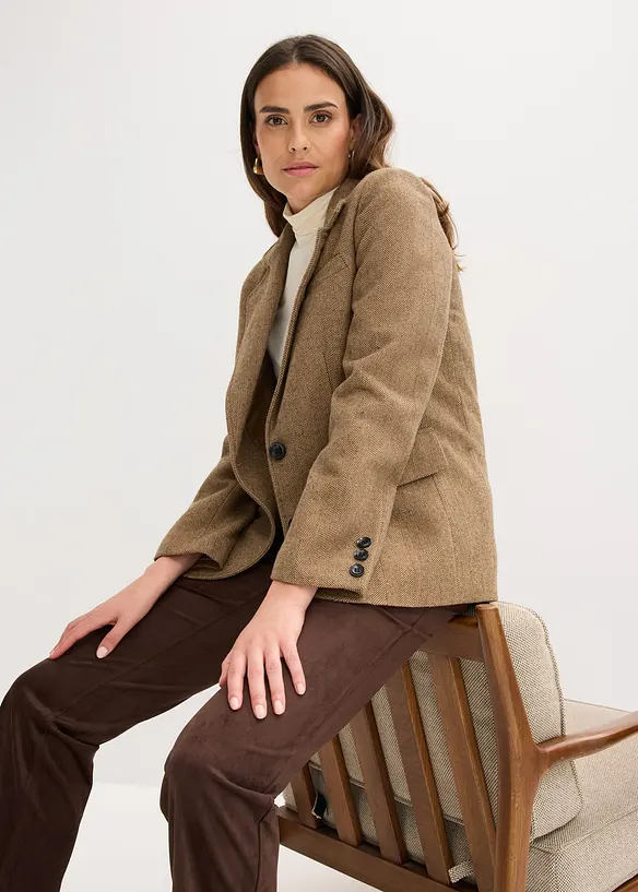 Blazer met visgraatpatroon en wol, bonprix