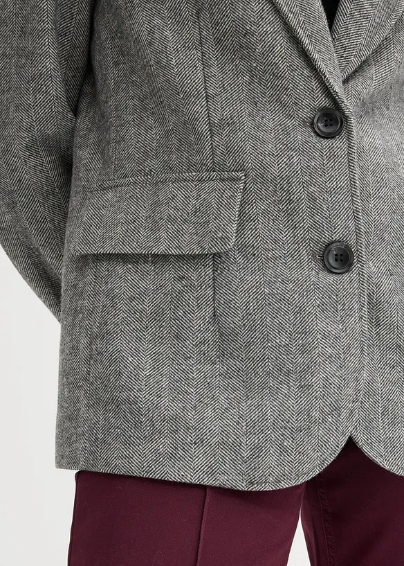 Blazer met visgraatpatroon en wol, bonprix