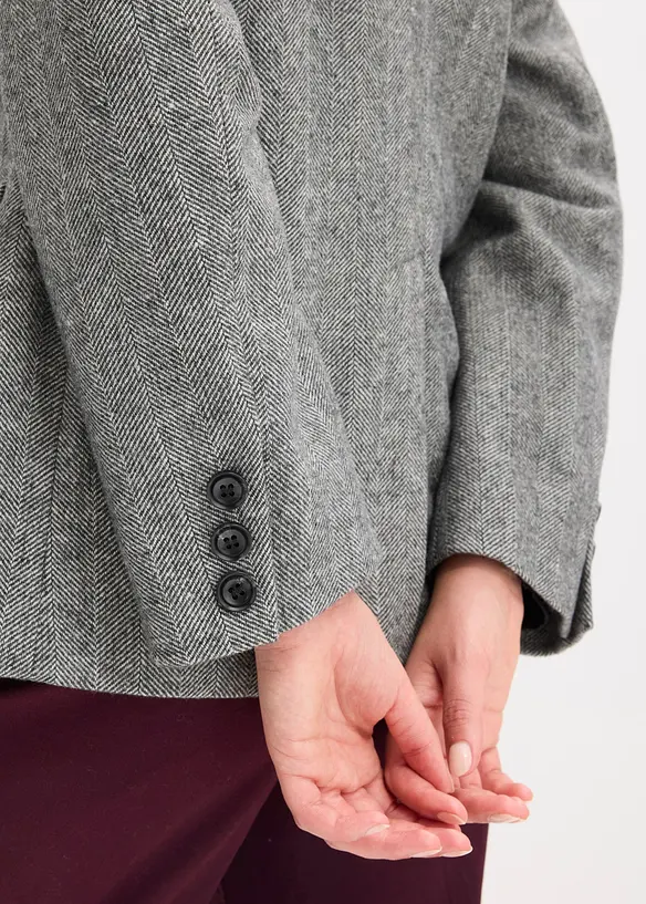 Blazer met visgraatpatroon en wol, bonprix