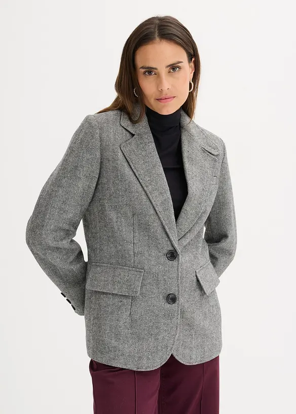 Blazer met visgraatpatroon en wol, bonprix