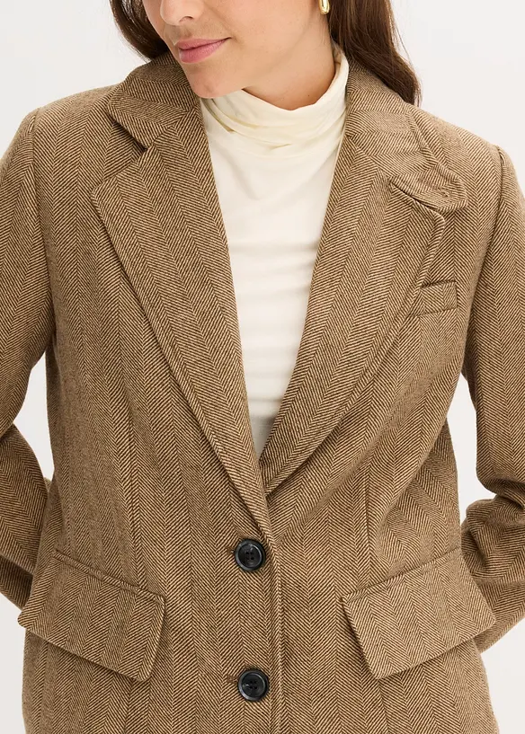 Blazer met visgraatpatroon en wol, bonprix