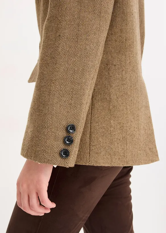 Blazer met visgraatpatroon en wol, bonprix
