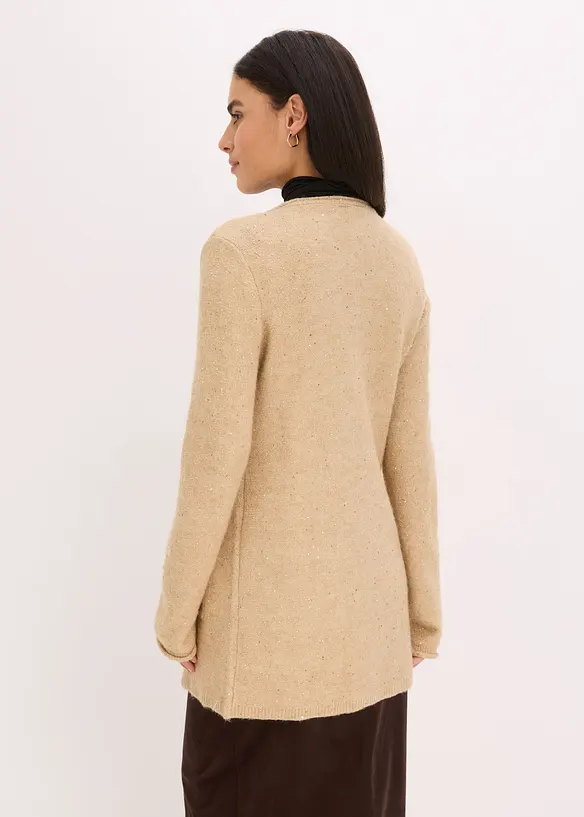 Kort gebreid vest met pailletten en glanzend garen, bonprix