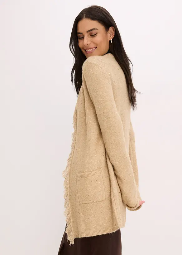 Kort gebreid vest met pailletten en glanzend garen, bonprix