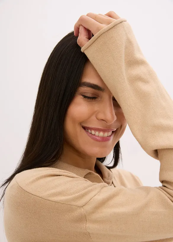 Fijngebreid vest in overhemd look, bonprix