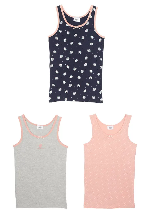 Meisjes hemd (set van 3) met biologisch katoen, bonprix