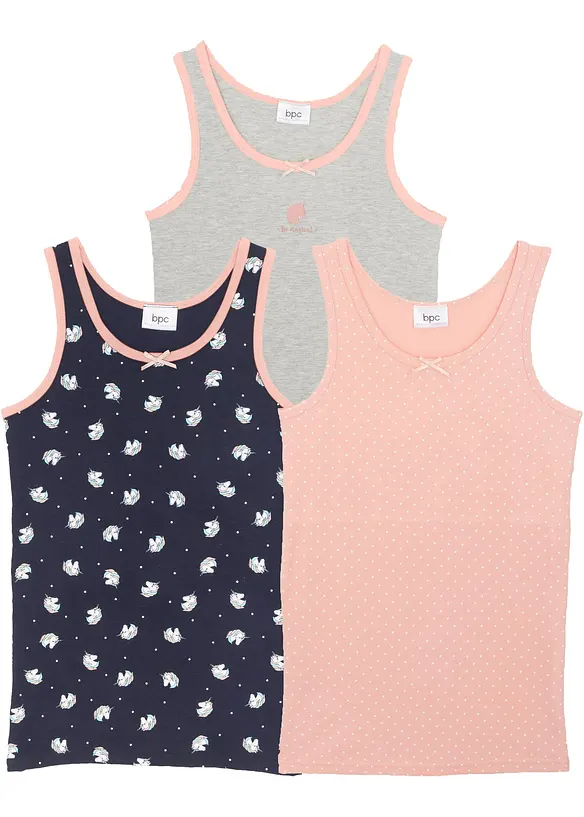 Meisjes hemd (set van 3) met biologisch katoen, bonprix