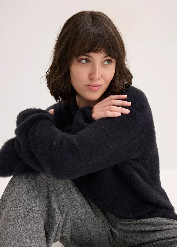 Trui in pluche look, bonprix