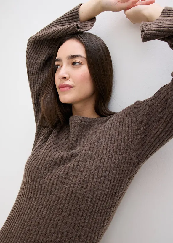 Gebreide jurk met split, bonprix