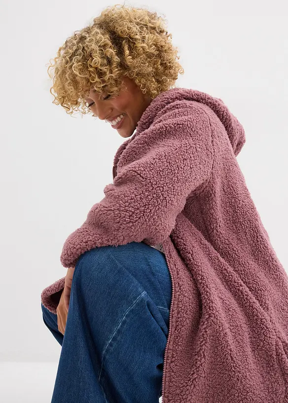 Teddy fleece vest in A-lijn met zijsplitten, bonprix