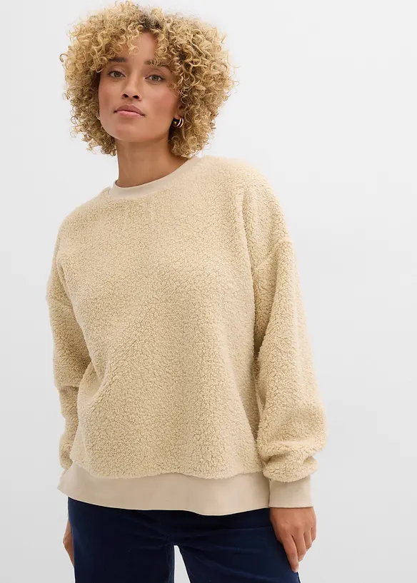 Fleece trui van teddy, bonprix