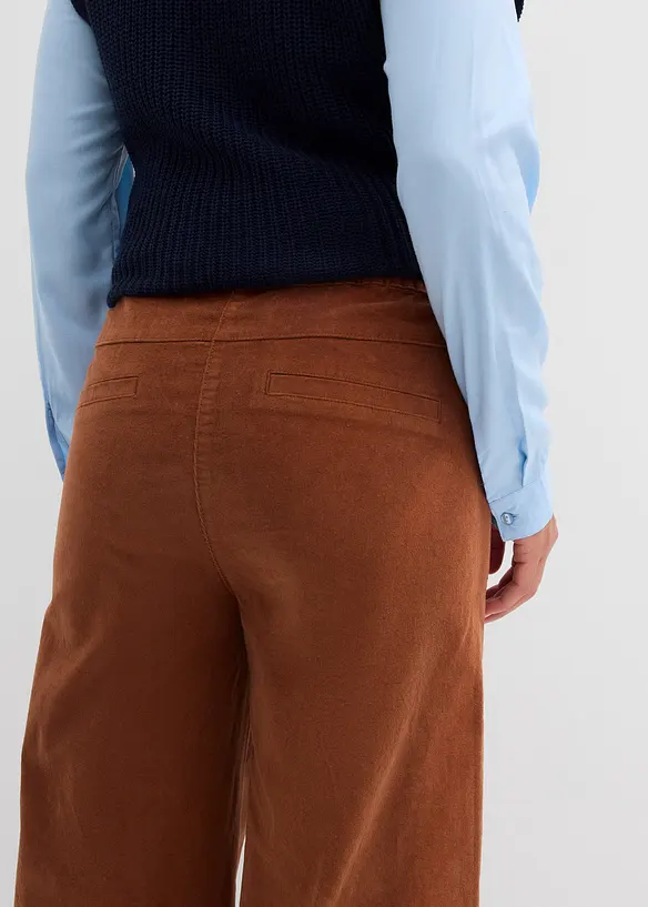 Wijde corduroy broek met high-waist comfortband, bonprix