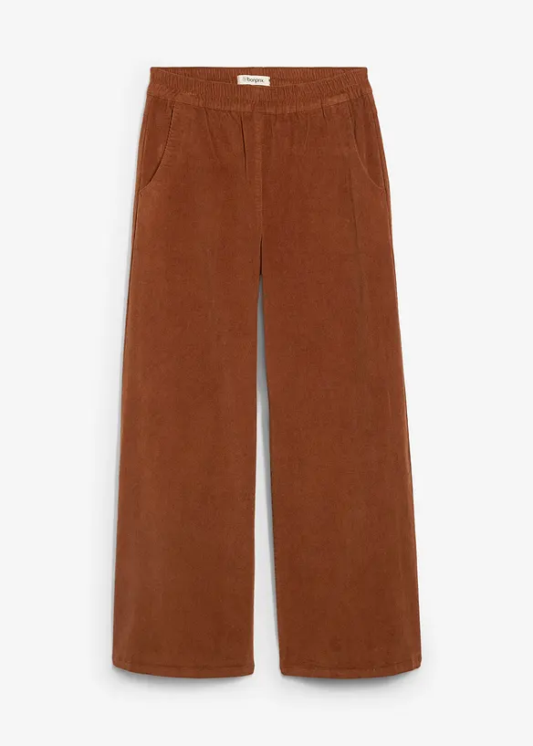 Wijde corduroy broek met high-waist comfortband, bonprix