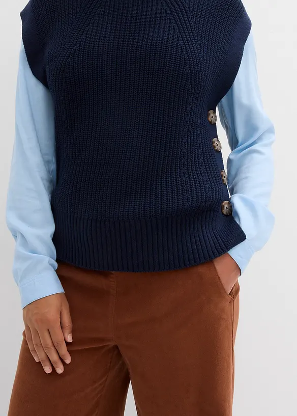 Wijde corduroy broek met high-waist comfortband, bonprix