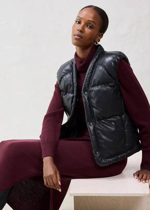 Leren bodywarmer van lamsnappa, bonprix