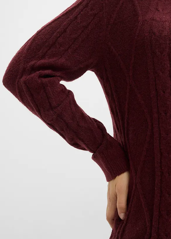 Gebreide jurk met vlechtpatroon, bonprix
