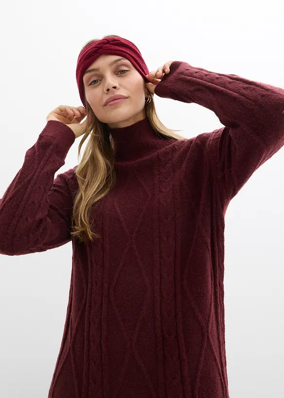 Gebreide jurk met vlechtpatroon, bonprix