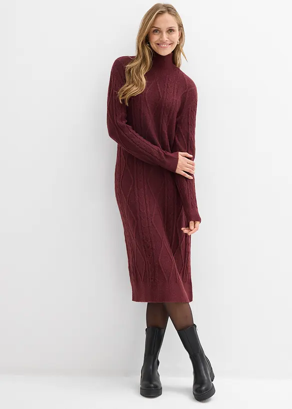 Gebreide jurk met vlechtpatroon, bonprix