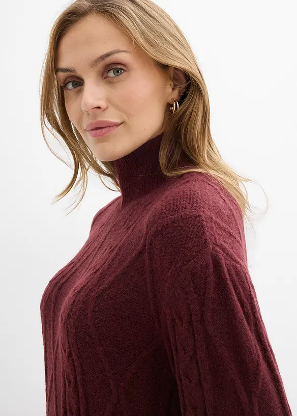 Gebreide jurk met vlechtpatroon, bonprix