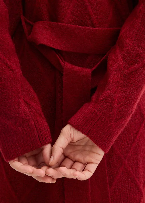 Lang gebreid vest met kabelpatroon, bonprix