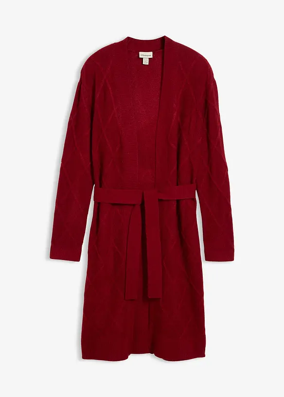 Lang gebreid vest met kabelpatroon, bonprix