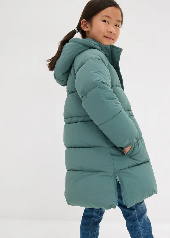 Warm gevoerde lange pufferjas met reflecterende details, bonprix