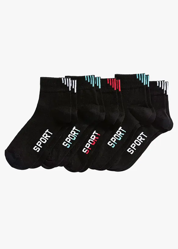 Sportsokken met tekstprint (5 paar), bonprix