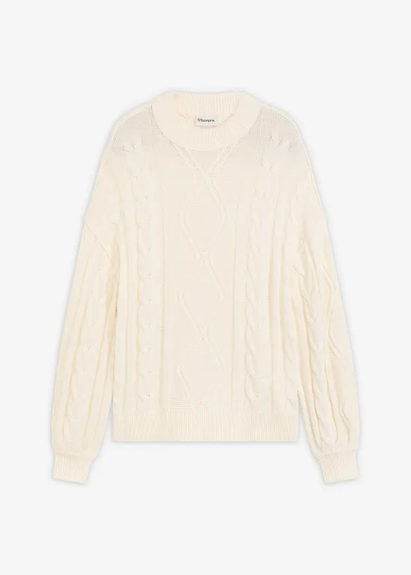 Oversized trui met kabelpatroon, bonprix
