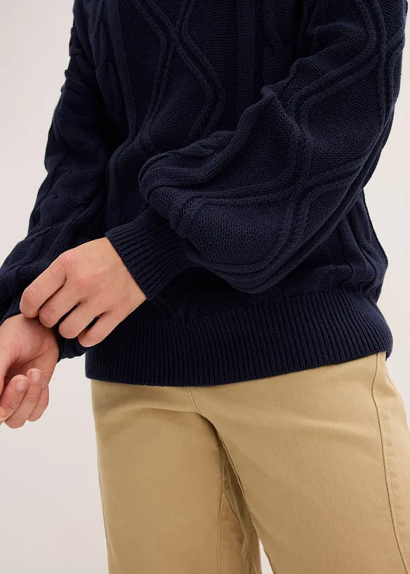 Oversized trui met kabelpatroon, bonprix