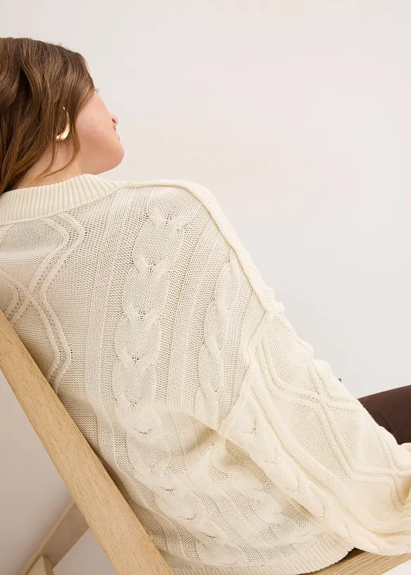 Oversized trui met kabelpatroon, bonprix