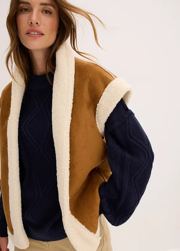 Oversized trui met kabelpatroon, bonprix