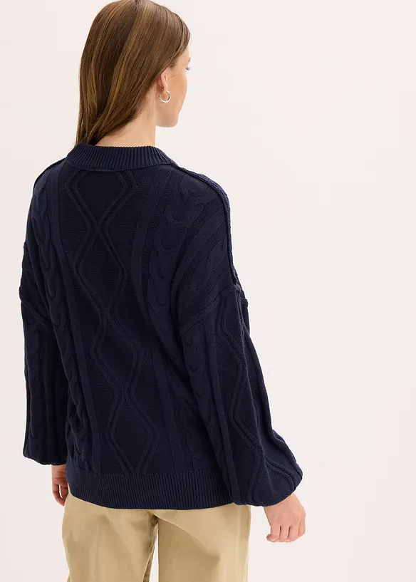 Oversized trui met kabelpatroon, bonprix