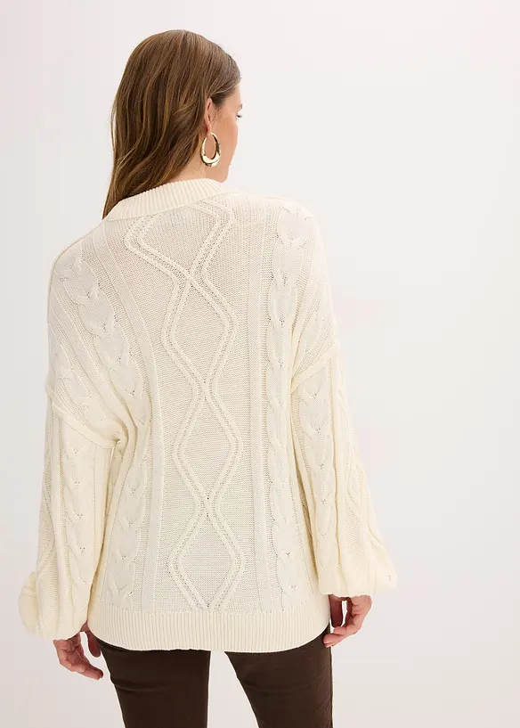Oversized trui met kabelpatroon, bonprix