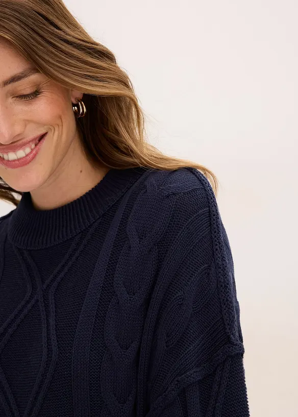 Oversized trui met kabelpatroon, bonprix