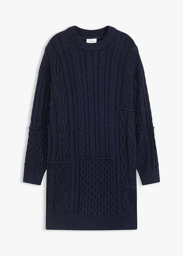 Gebreide jurk met kabelpatroon, bonprix