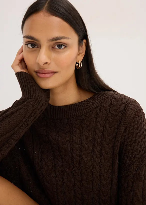 Gebreide jurk met kabelpatroon, bonprix
