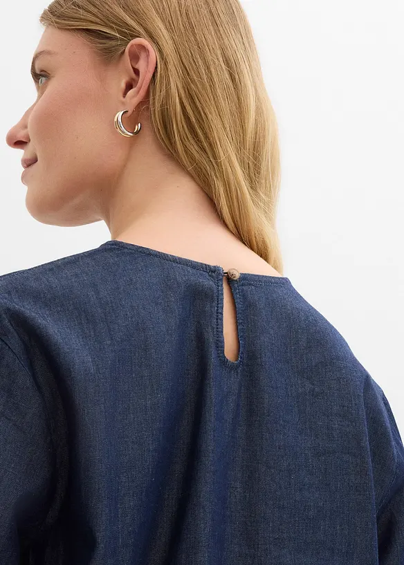 Spijkerblouse met wijde mouwen, bonprix