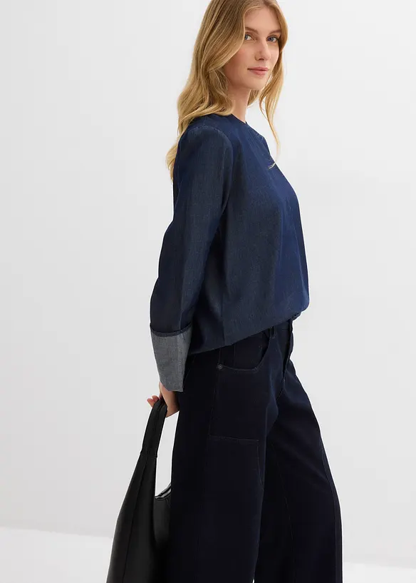 Spijkerblouse met wijde mouwen, bonprix