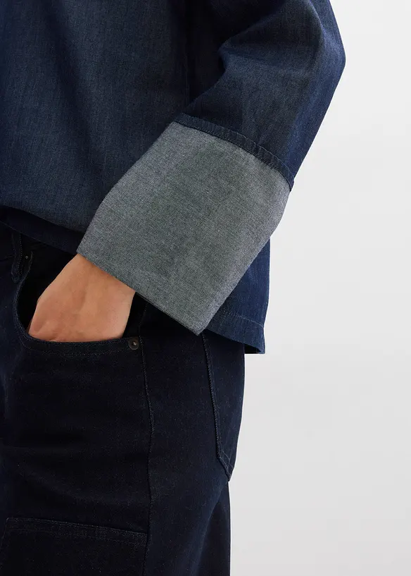 Spijkerblouse met wijde mouwen, bonprix