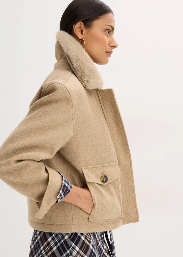 Winterjas in wollen look, bonprix