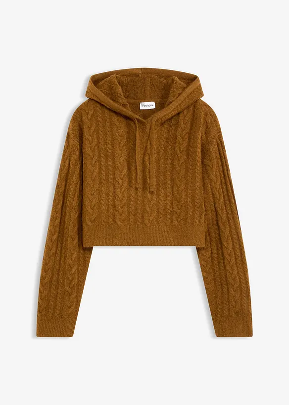 Grof gebreide trui met capuchon, bonprix