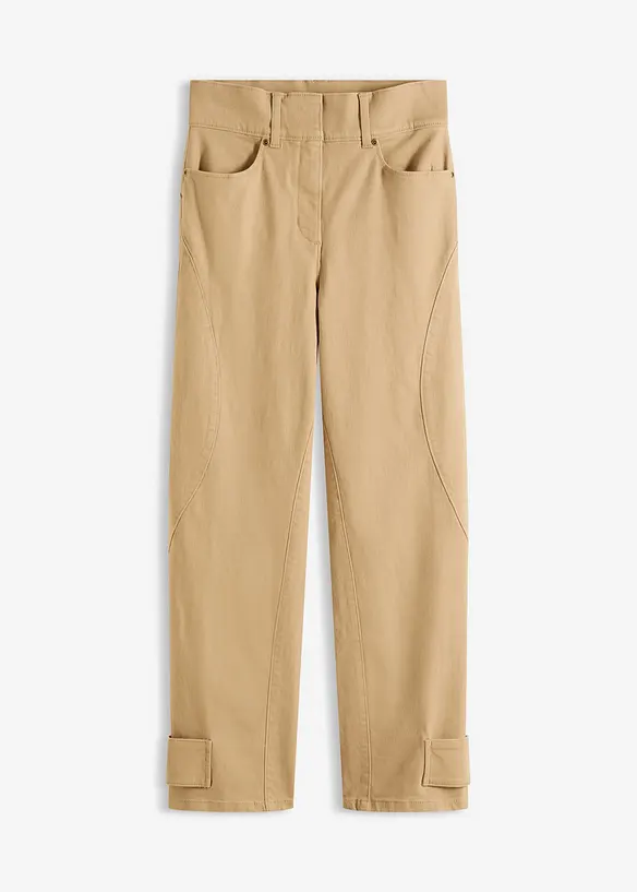 Twill broek met hoge band, bonprix