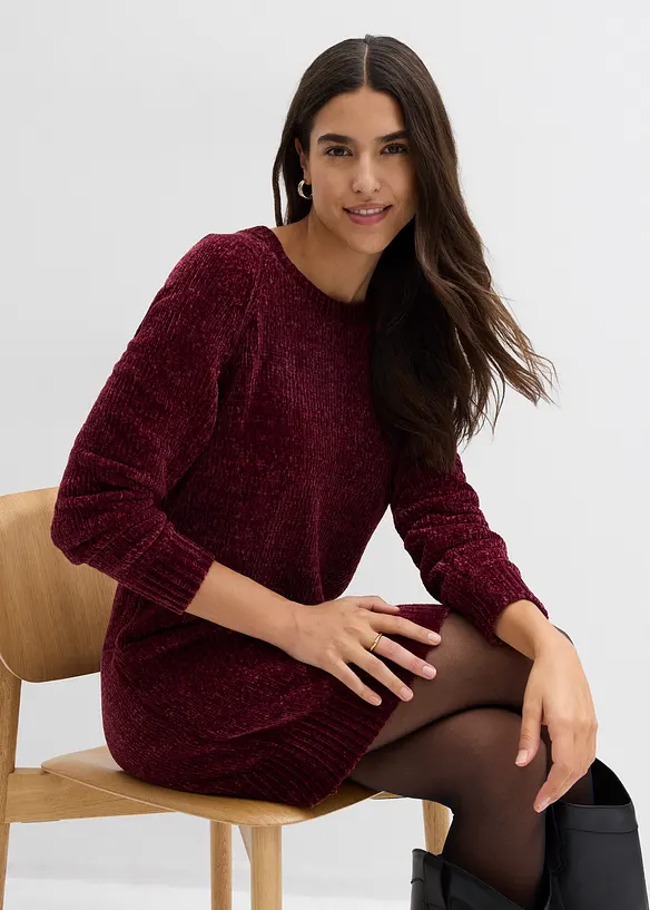 Gebreide oversized jurk van chenille, bonprix