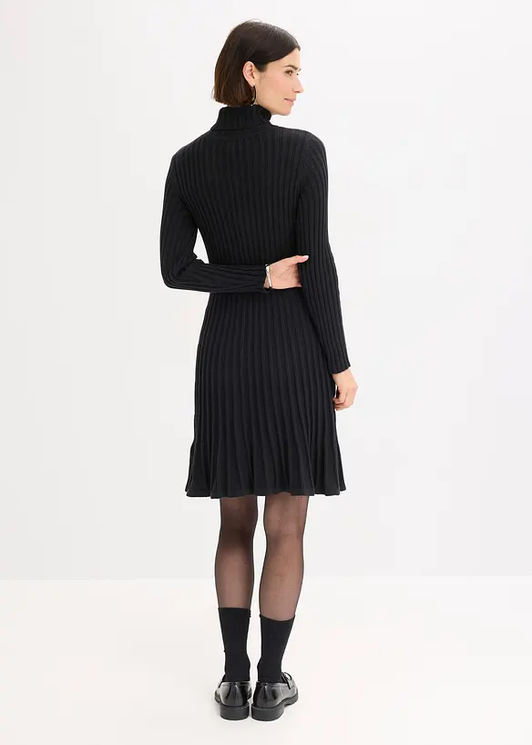 Gebreide jurk met col, bonprix