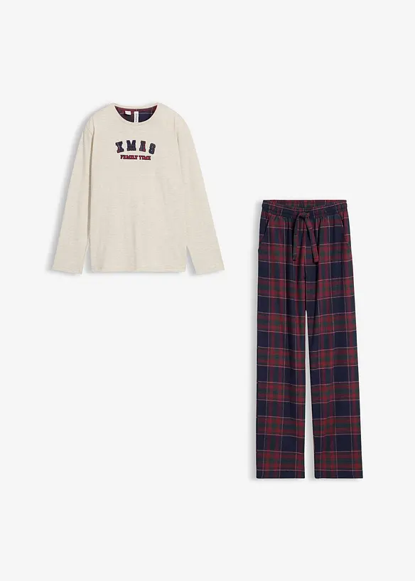 Pyjama met flanellen broek van zacht katoen (2-dlg. set), bonprix