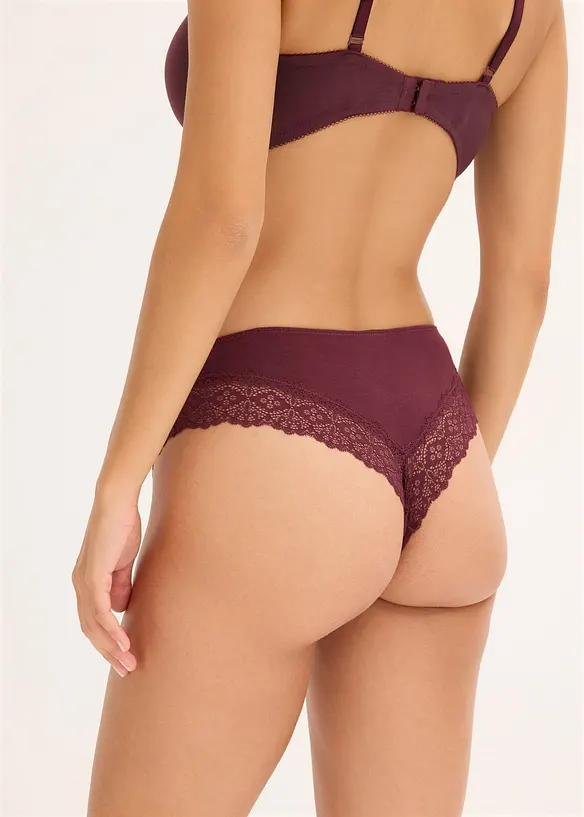 Brazilian slip met kant en biologisch katoen (set van 4), bonprix