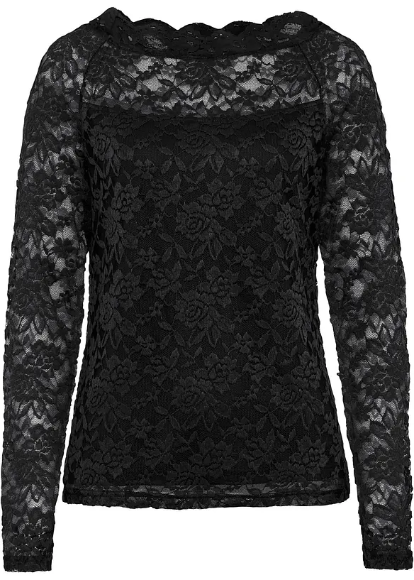 Kanten shirt met lange mouwen, bonprix