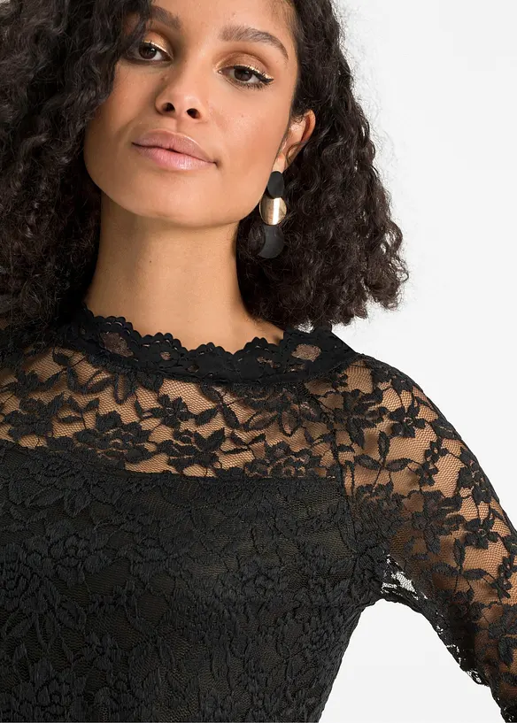 Kanten shirt met lange mouwen, bonprix