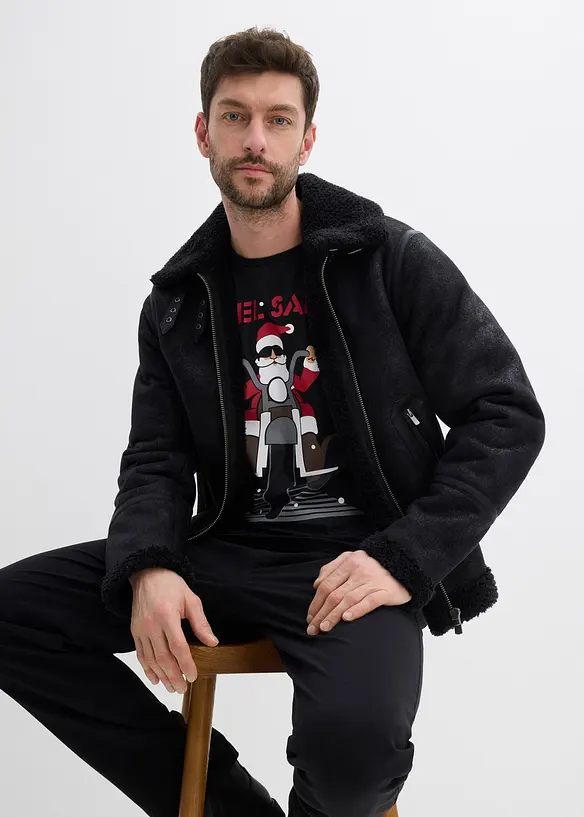 T-shirt met kerstprint van biologisch katoen, bonprix